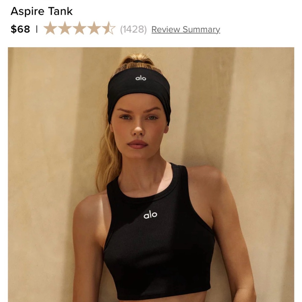 New ALO Yoga Aspire Tank Black High-Neck Racerback Sports Bra - Picture 2 of 7